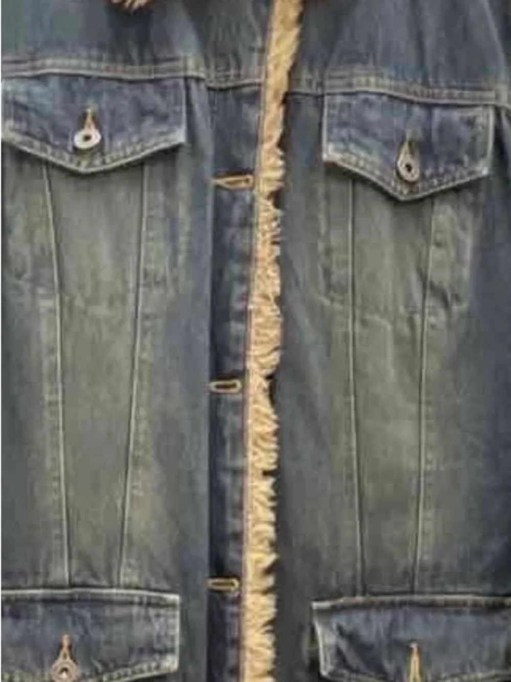 Steve Madden Denim Trench Coat with Faux Fur Trim in Blue and Tan